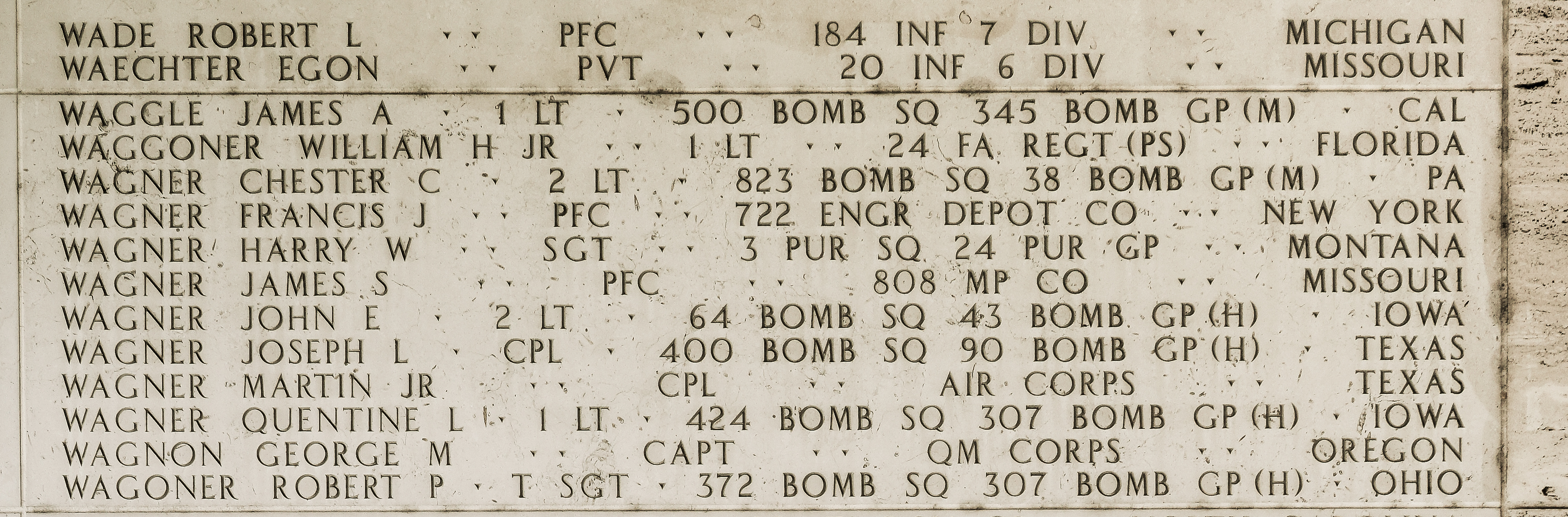 Quentine L. Wagner, First Lieutenant